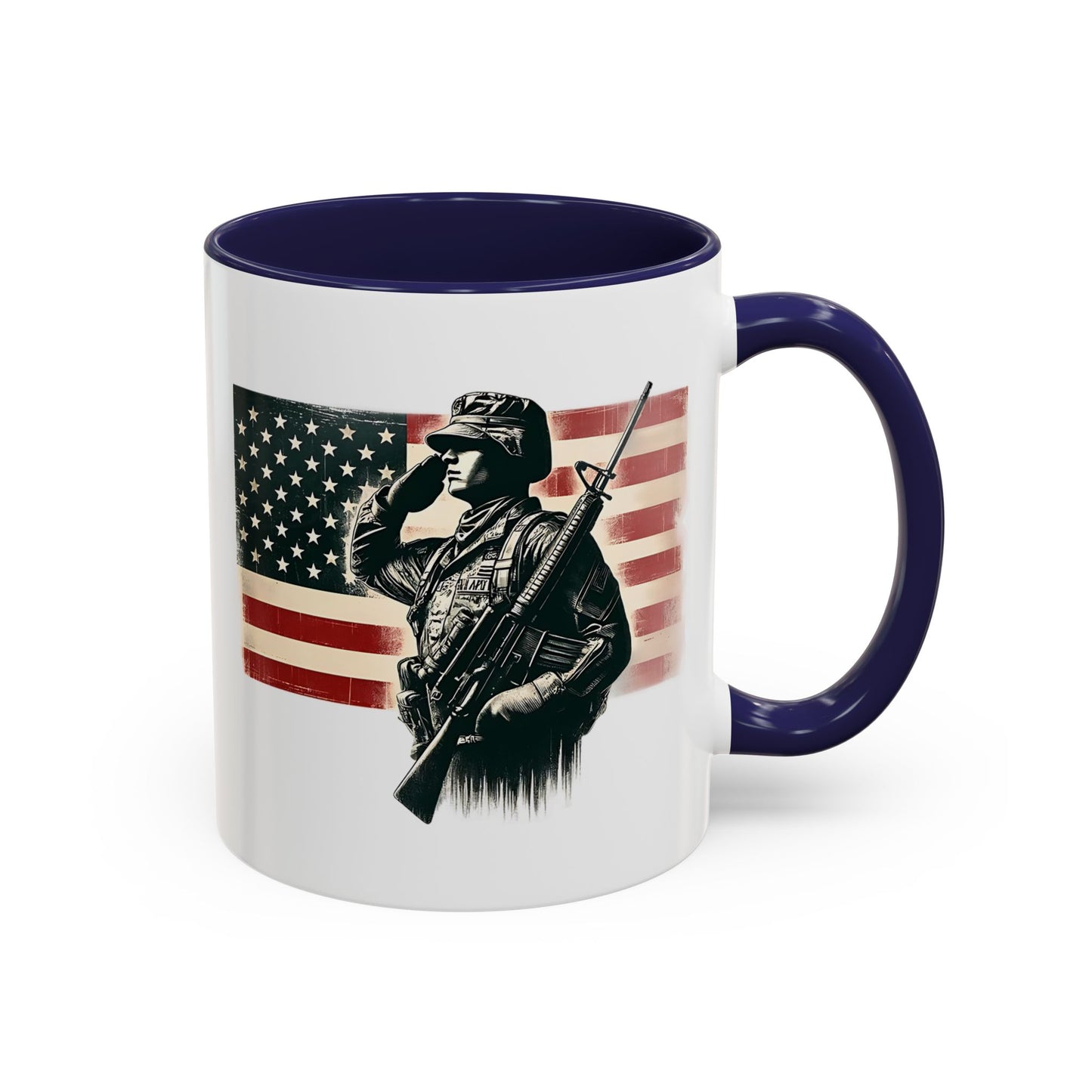 4th of July Mug - Soldier American Flag