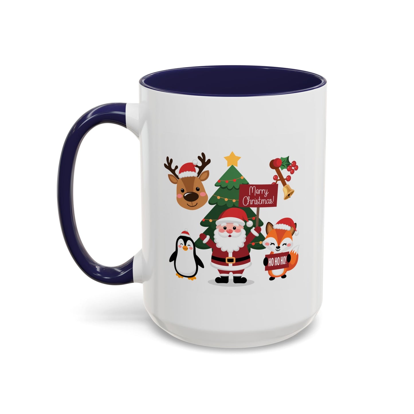 Christmas - Merry Christmas White Text Santa Reindeer Penguin Fox