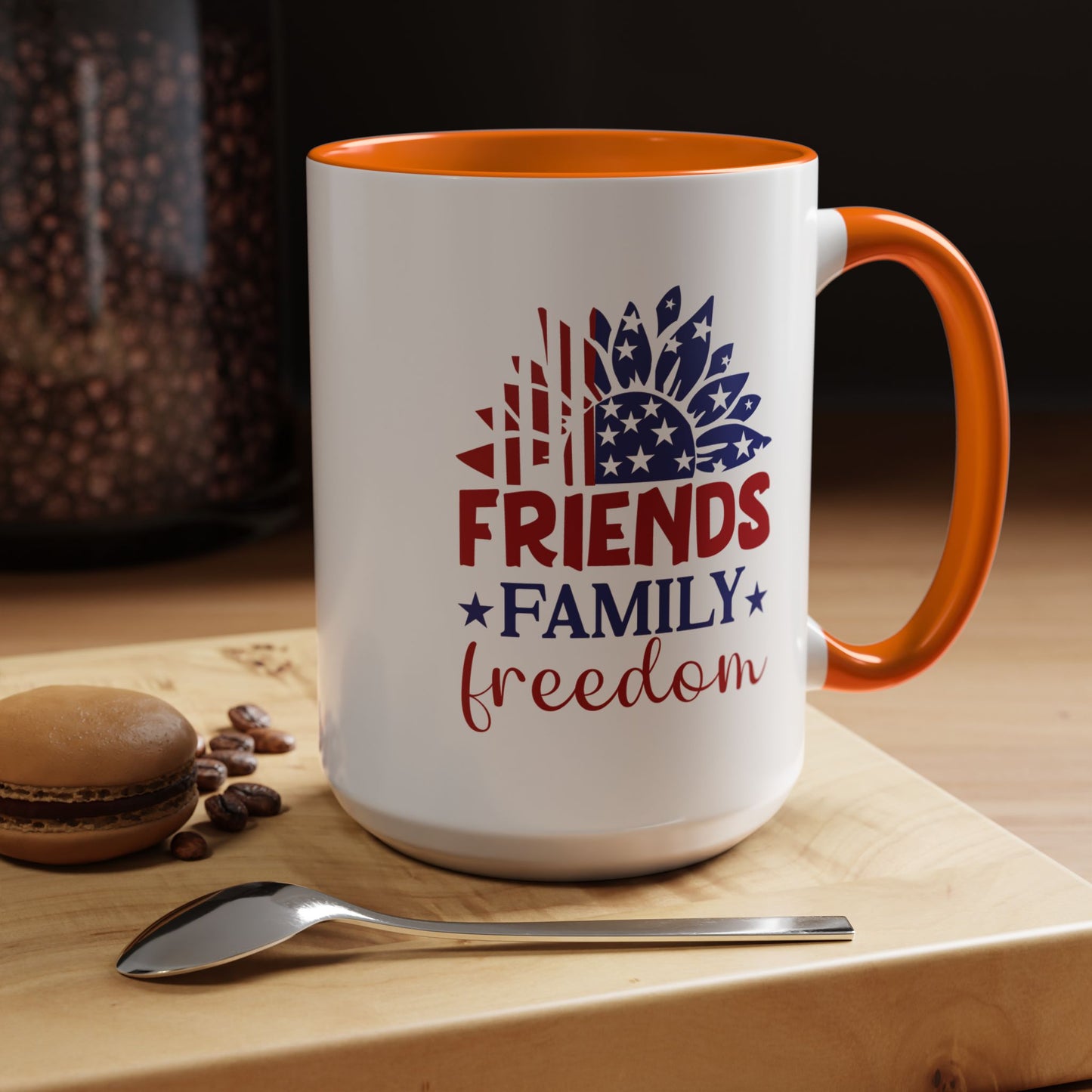 4th of July Mug - Friends Family Freedom Sunflower