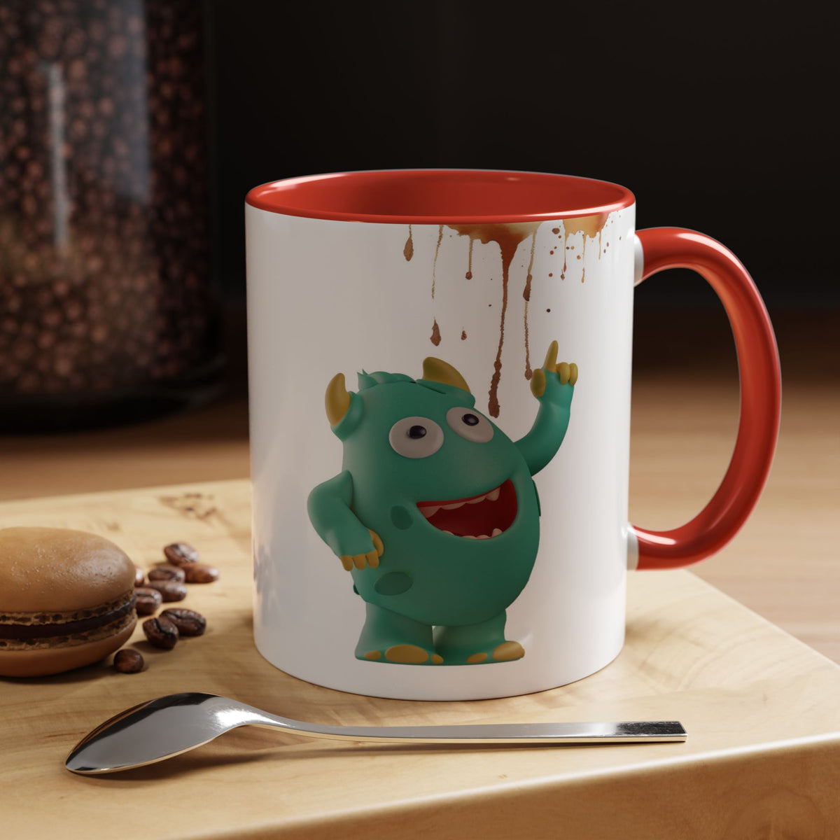 Humor Mug - Monster Drinks Coffee Spill