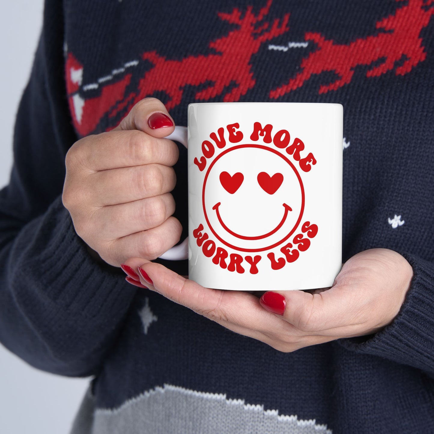 Wellness Mug - Love More Worry Less Smiley Face