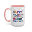 Christmas Mug - Happy Holidays and Merry Christmas Blue Yellow Purple Orange Red Text