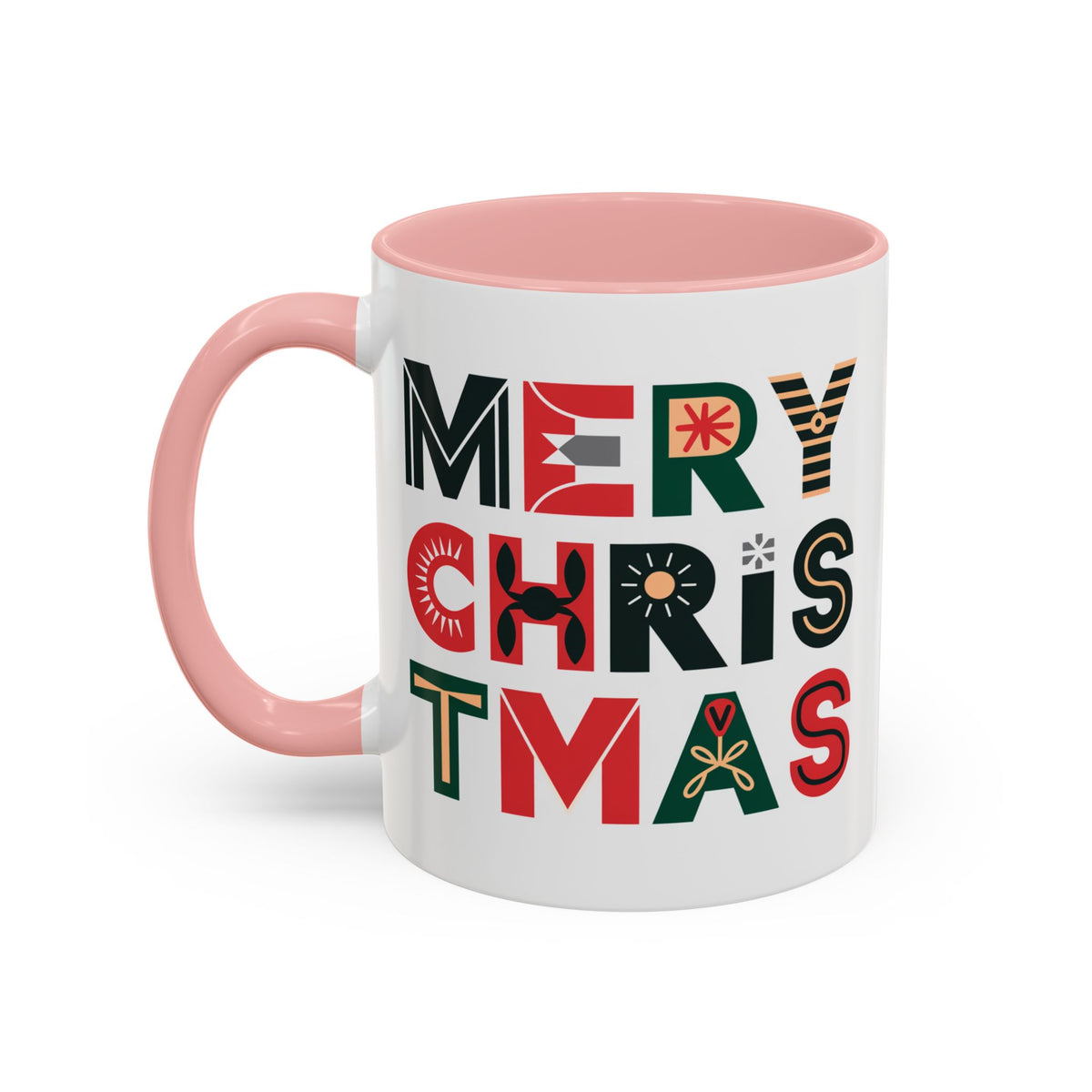 Christmas - Merry Christmas Black Red Green Patterned Text
