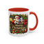 Christmas Mug - Merry Christmas Cream Text Santa Ok Light Bow Ornaments