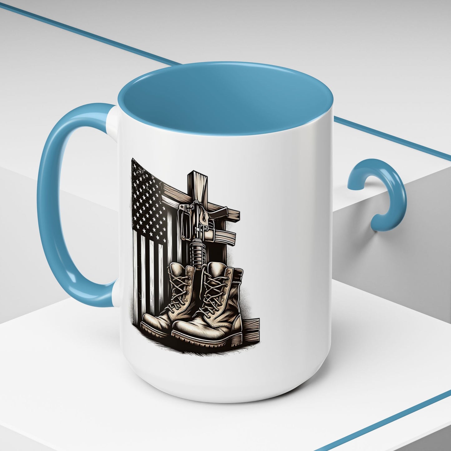 4th of July Mug - Fallen Soldier Boots Flag