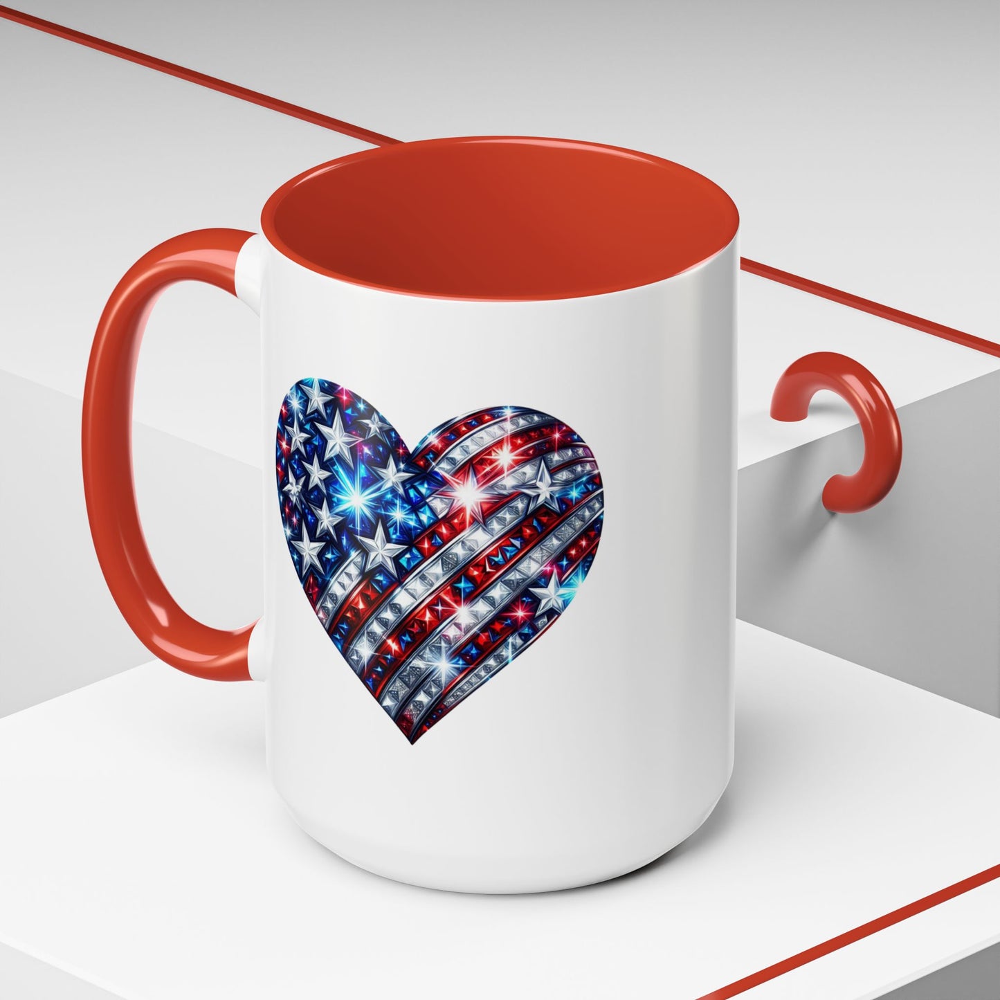 4th of July Mug - USA Sparkle Heart