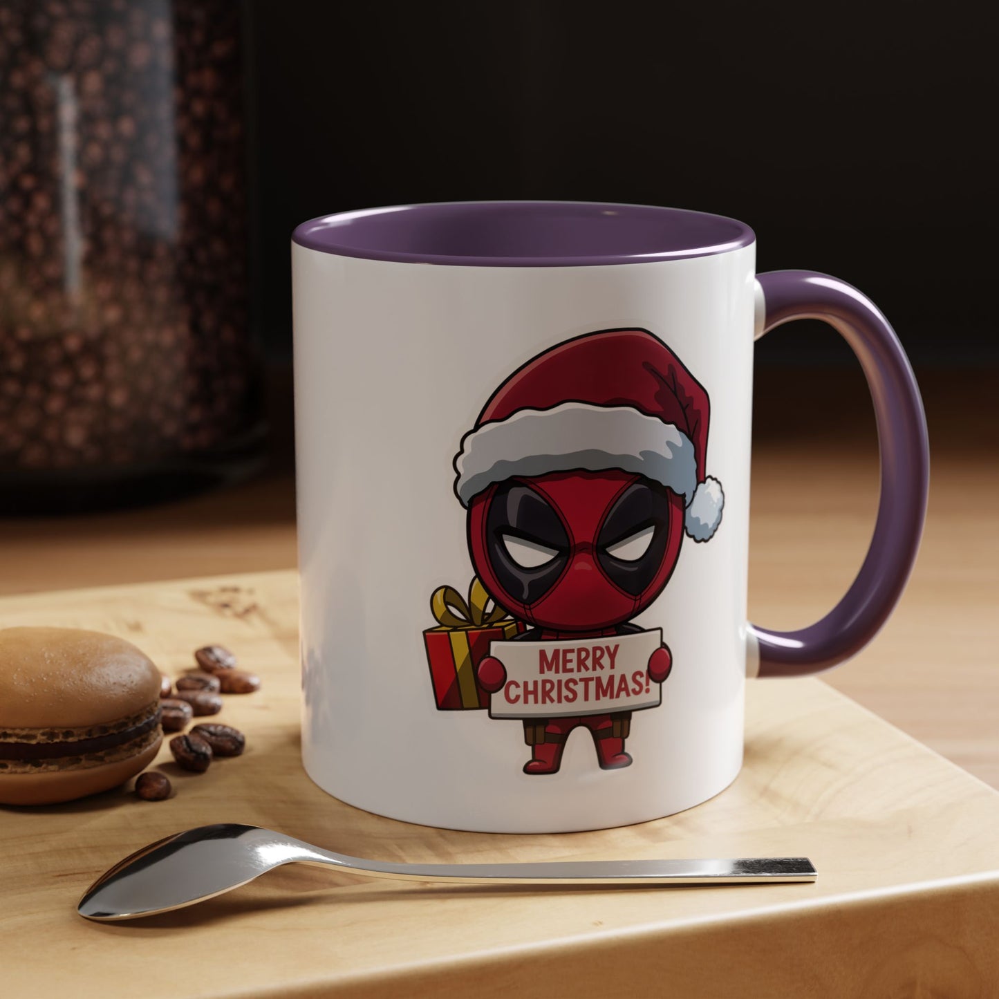 Christmas Mug - Merry Christmas Red Text Superhero