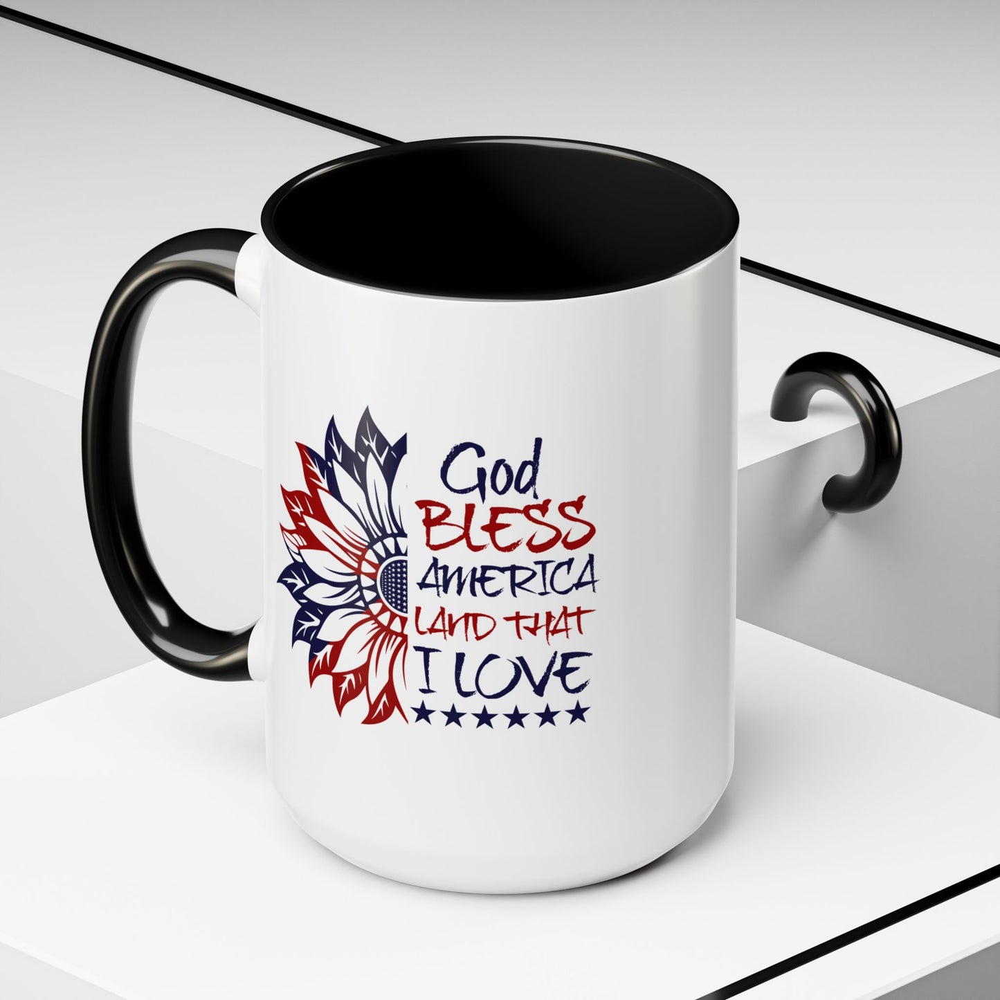 4th of July Mug - God Bless America Sunflower