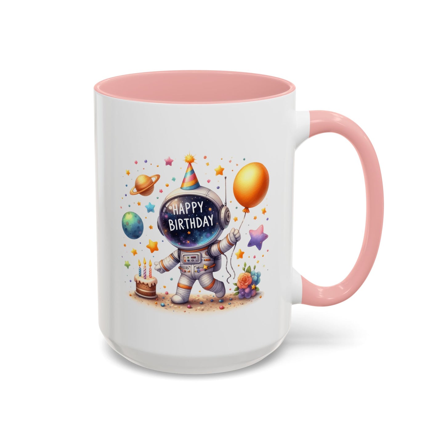 Birthday Mug - Happy Birthday Astronaut, Cake & Balloon