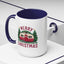 Christmas Mug - Merry Christmas Maroon Text Camper Trees