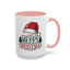 Christmas Mug - Merry Christmas Green & Red Text Red Hat