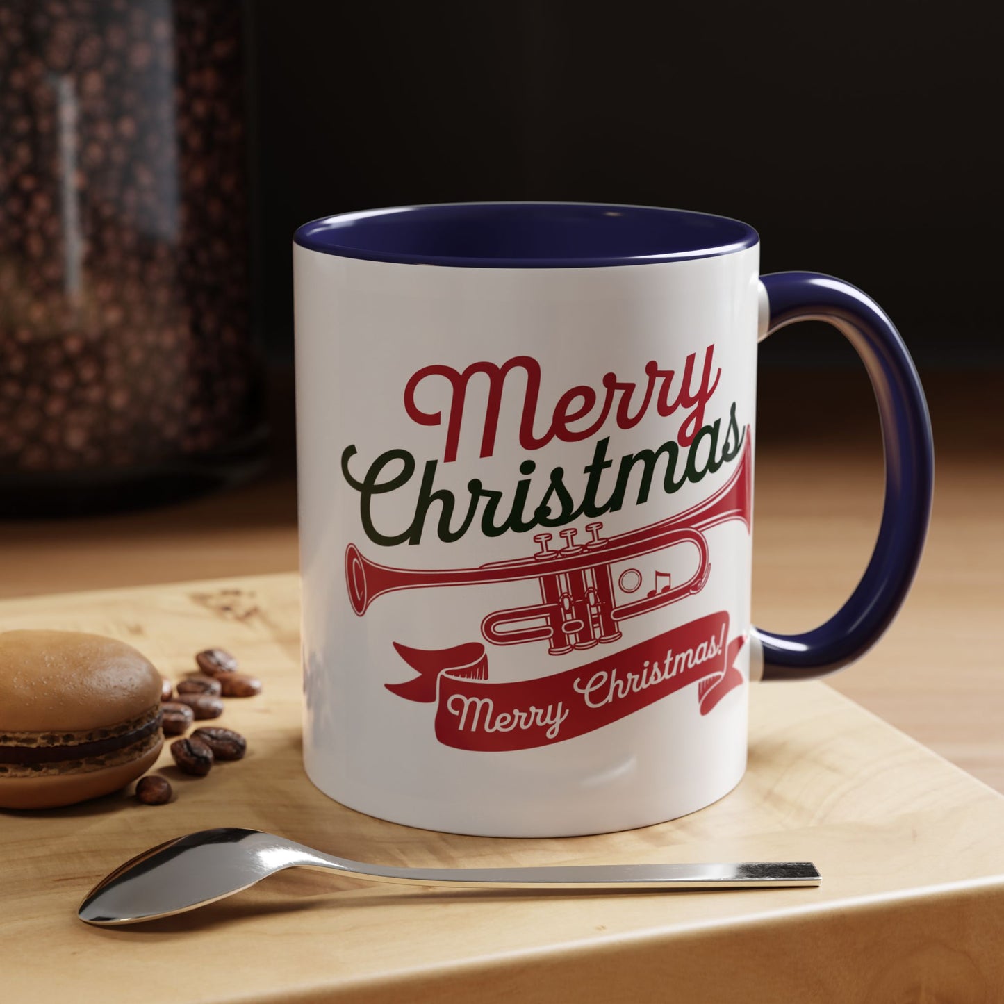 Christmas Mug - Red & Green Text Trumpet