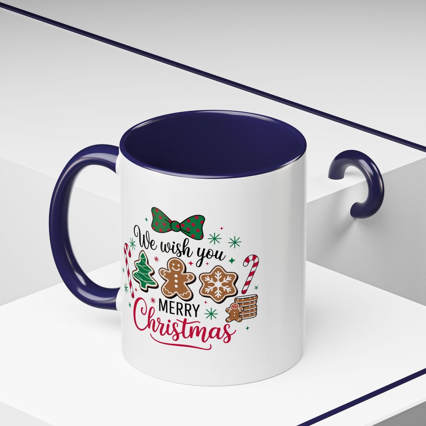 Christmas Mug - We Wish You a Merry Christmas Black & Red Text Cookies & Candy
