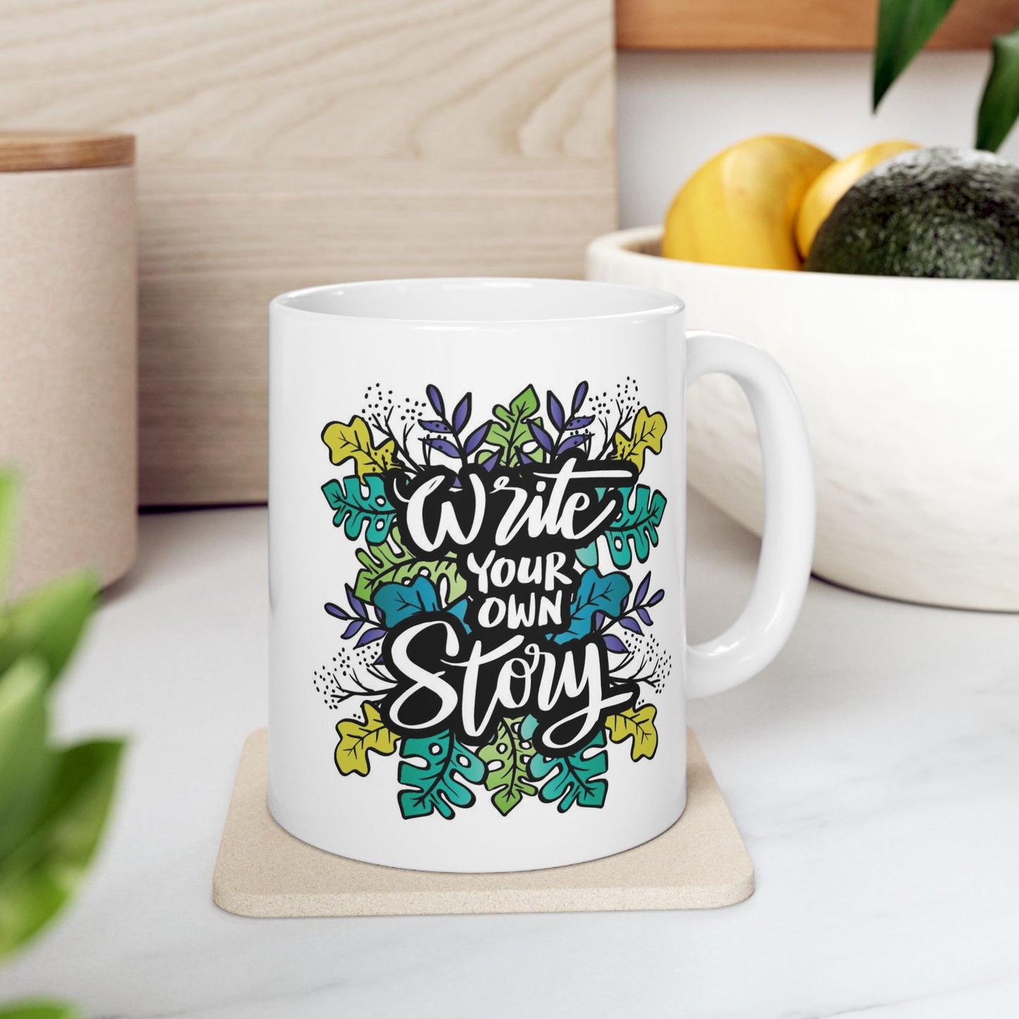 Motivation Mug - Write Your Own Story Leaves