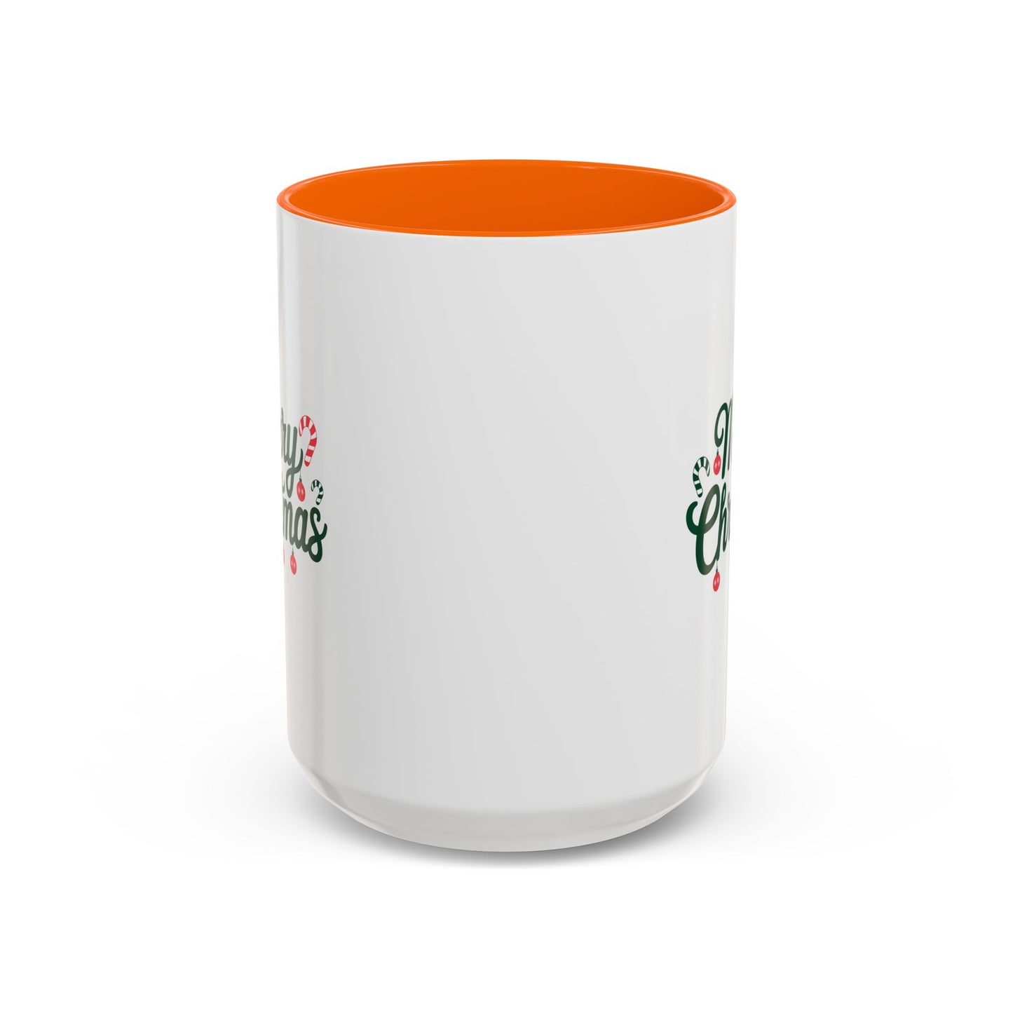 Christmas Mug - Merry Christmas Green Text Ornaments Candy Canes