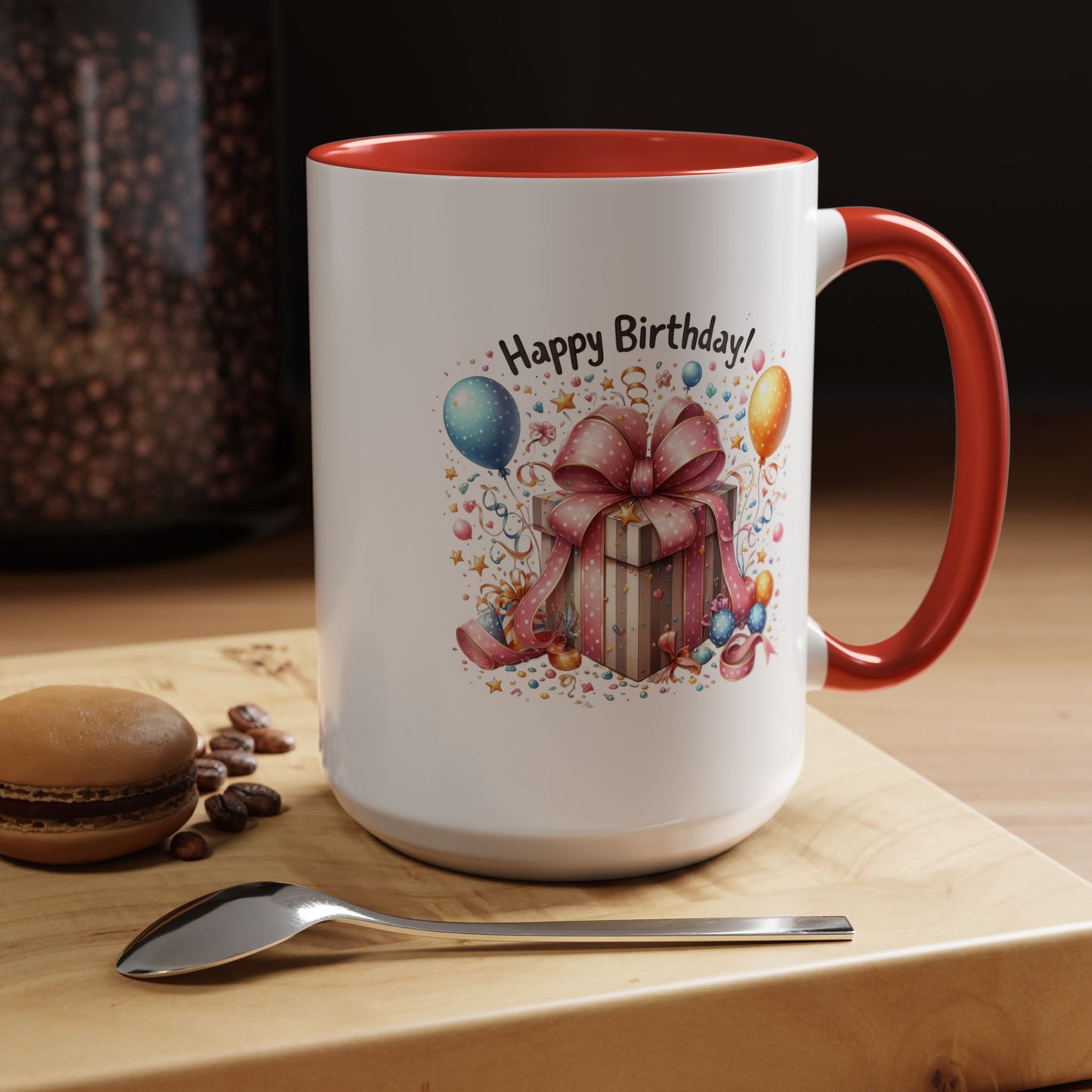 Birthday Mug - Happy Birthday Pink Ribbon Present