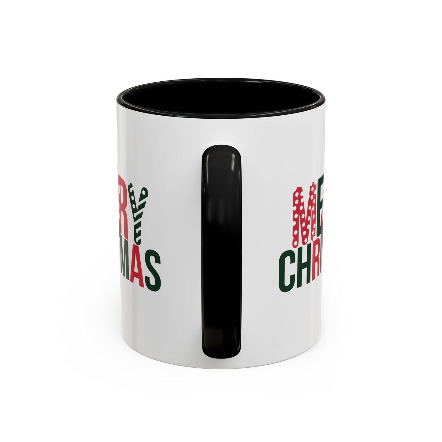 Christmas Mug - Merry Christmas Green & Red Text Santa
