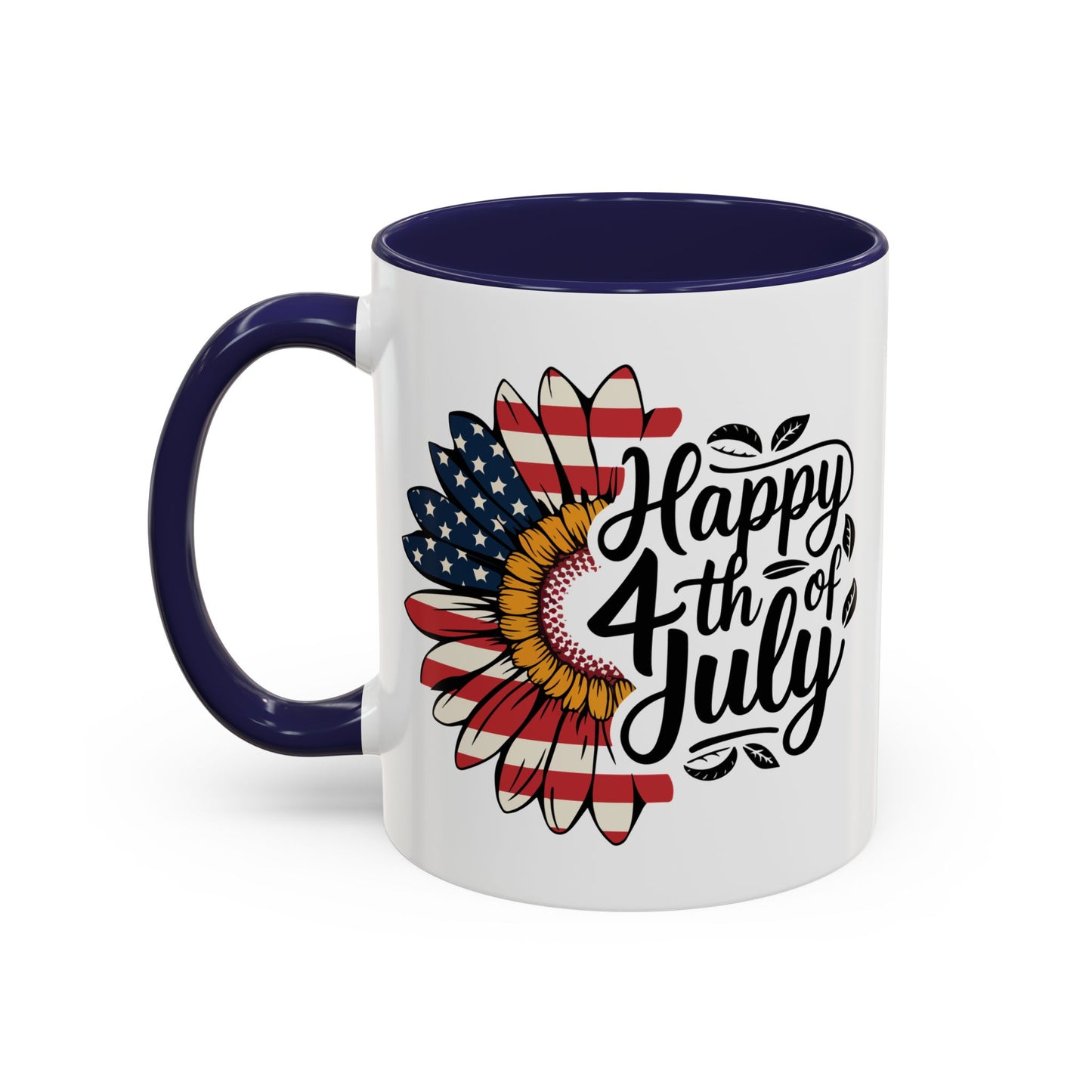 4th of July Mug - Happy 4th of July Sunflower USA Flag