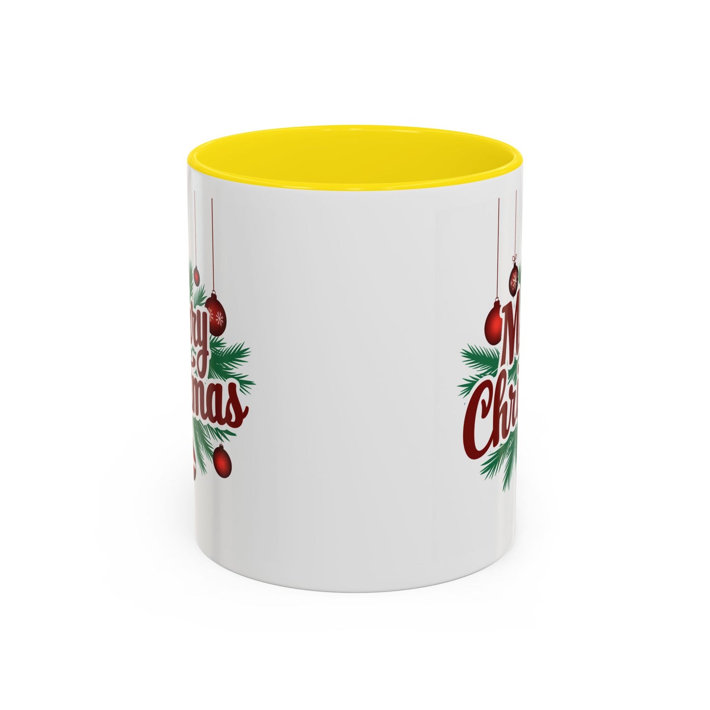 Christmas Mug - Merry Christmas Maroon Text Ornaments