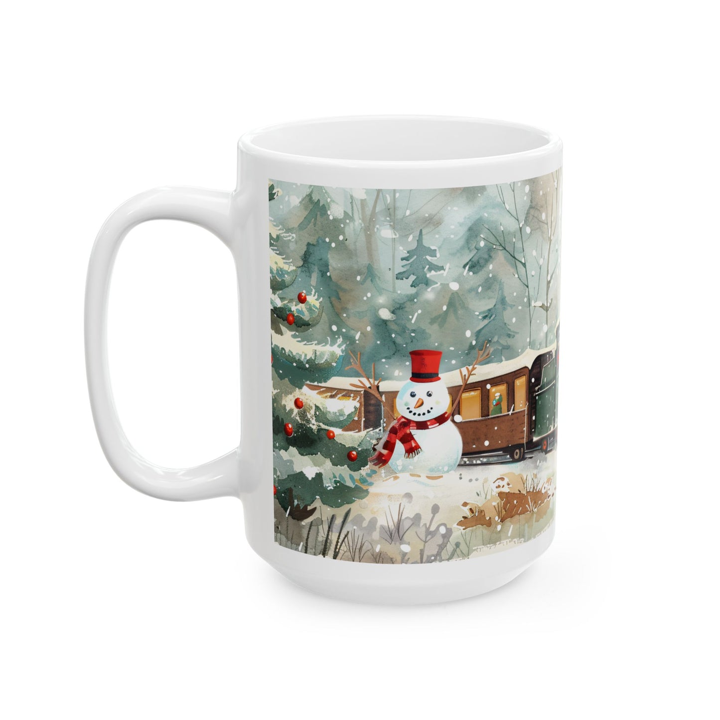 Christmas Mug - Snowman and Train Wrap 1