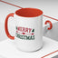 Christmas Mug - Merry Christmas Red & Green Text Heart Arrow Trees