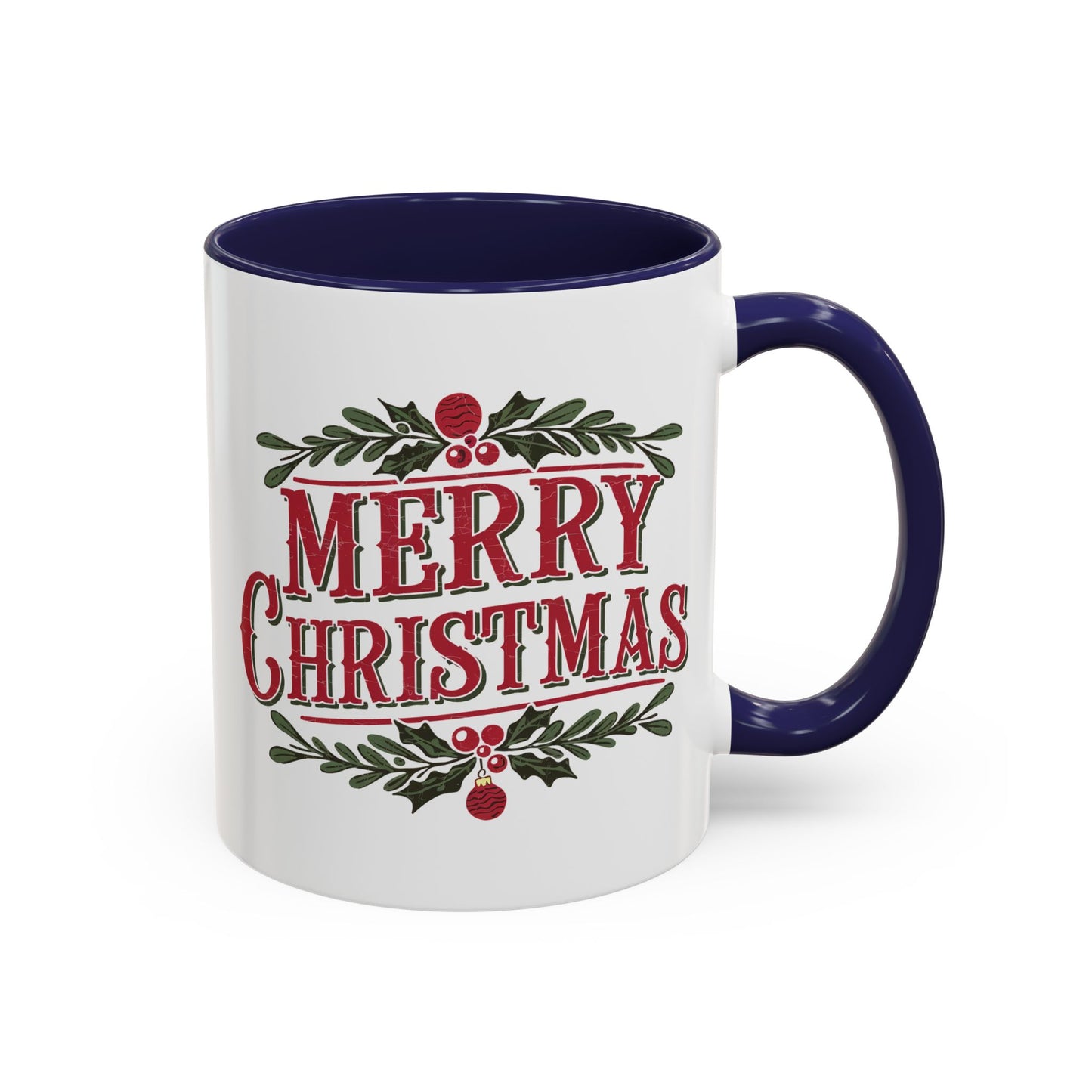 Christmas Mug - Merry Christmas Maroon Text Ornament Decorations
