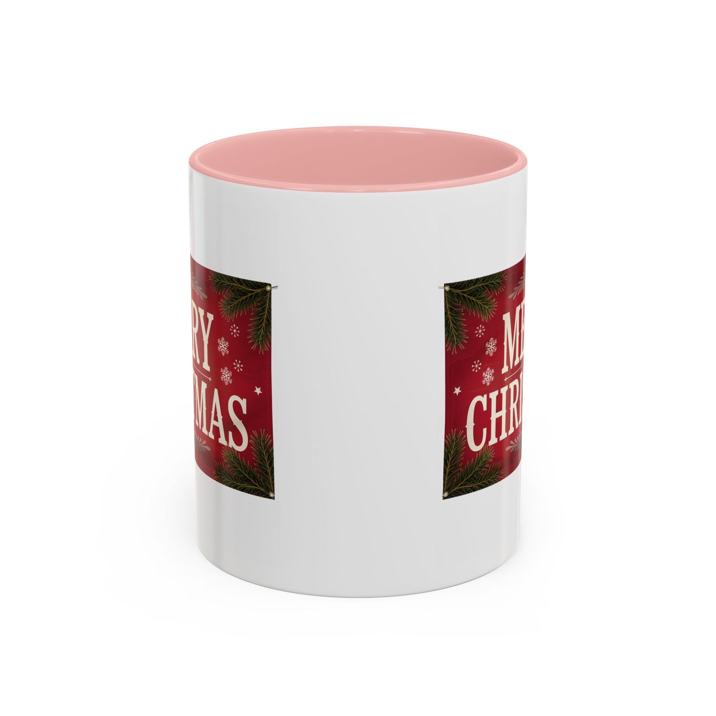 Christmas Mug - Merry Christmas Cream Text Maroon Background