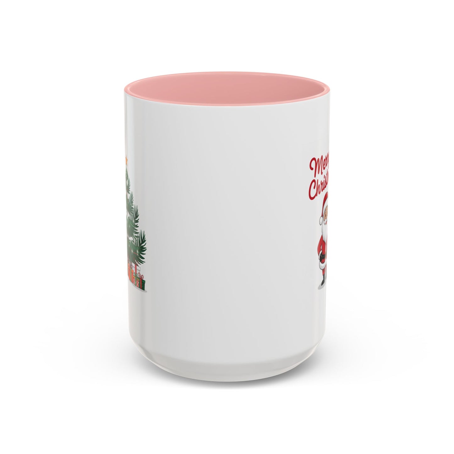 Christmas Mug - Merry Christmas Red Text Santa Tree Presents