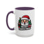 Christmas Mug - Merry Christmas White & Black Text Santa Trees Presents