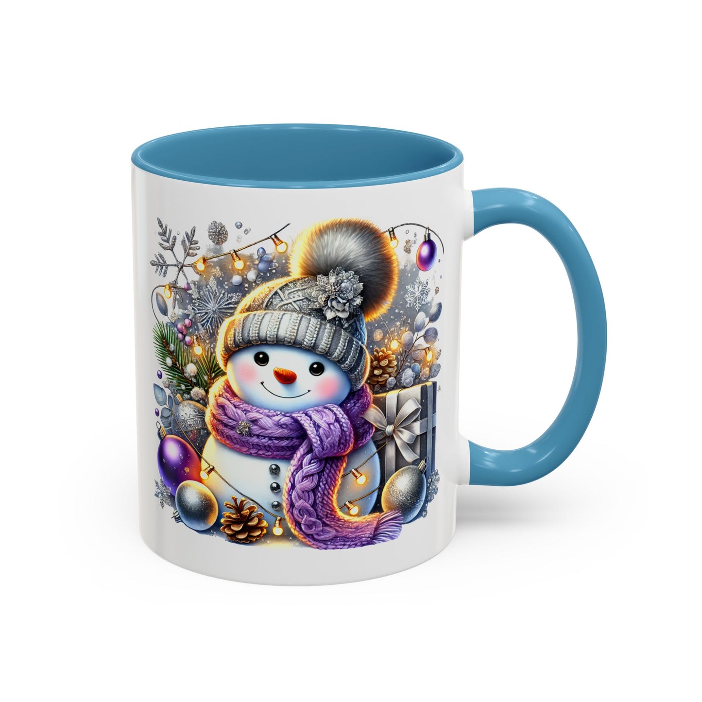 Christmas Mug - Purple and Silver Snowman