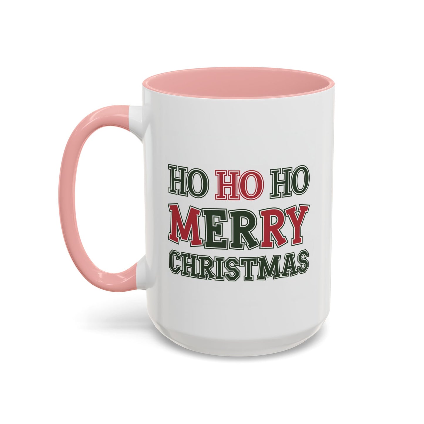 Christmas Mug - Ho Ho Ho Merry Christmas Green & Red Text 2