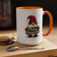 Christmas Mug - Merry Christmas White & Green Text Gnome Lights