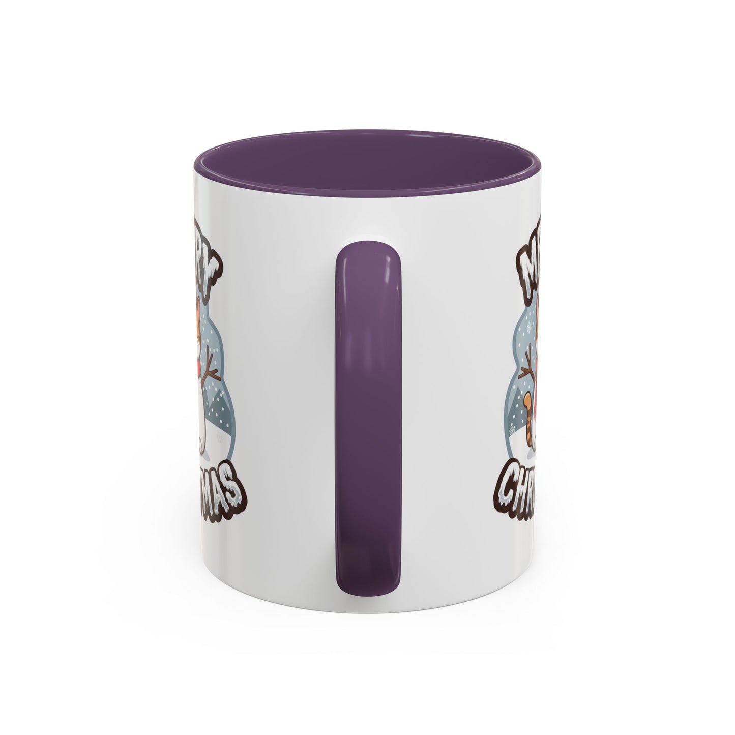 Christmas Mug - Merry Christmas Black & White Text Snowman Cat