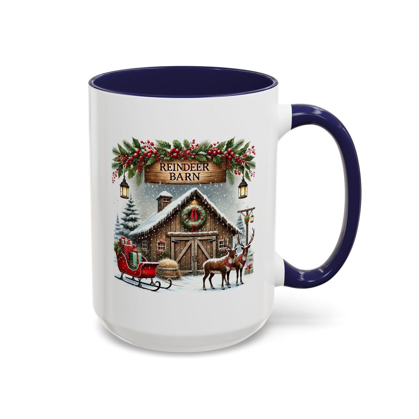 Christmas Mug - Reindeer Barn Sleigh Reindeer