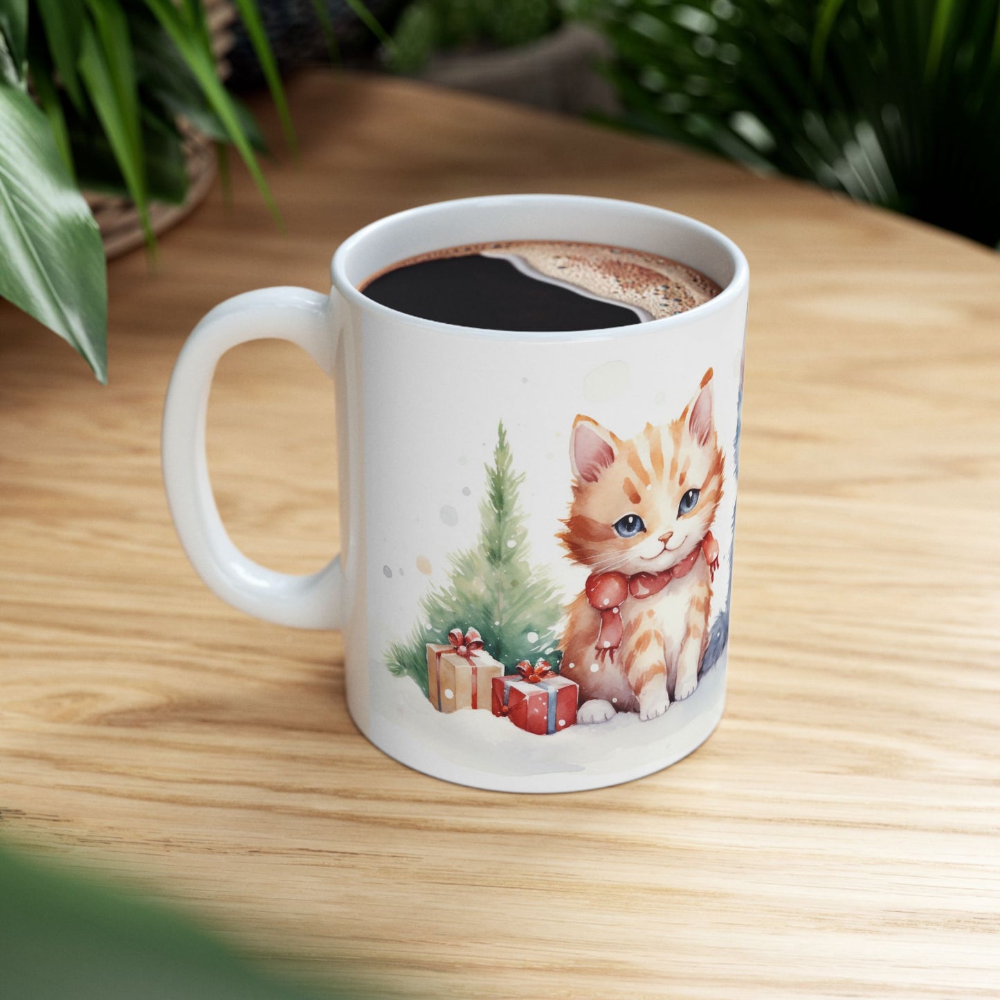 Christmas Mug - Kittens Tree Presents