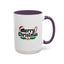 Christmas Mug - Merry Christmas Black Text Hat Cane Misletoe