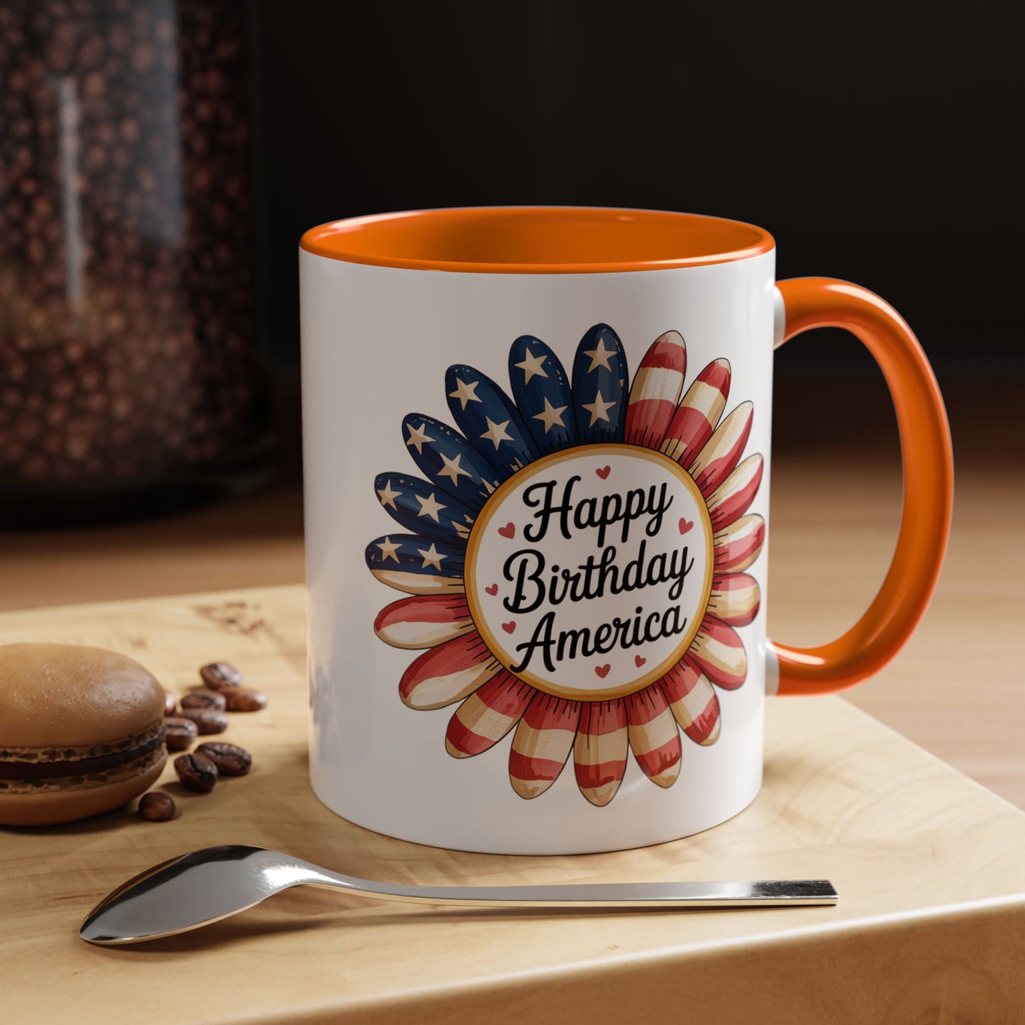 4th of July Mug - Happy Birthday America Sunflower