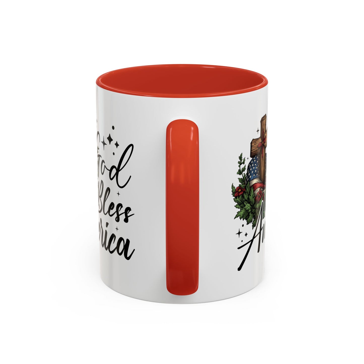 4th of July Mug - God Bless America Cross Flag