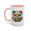 Christmas Mug - Merry Christmas Red Yellow & Green Text Green & Red Hat