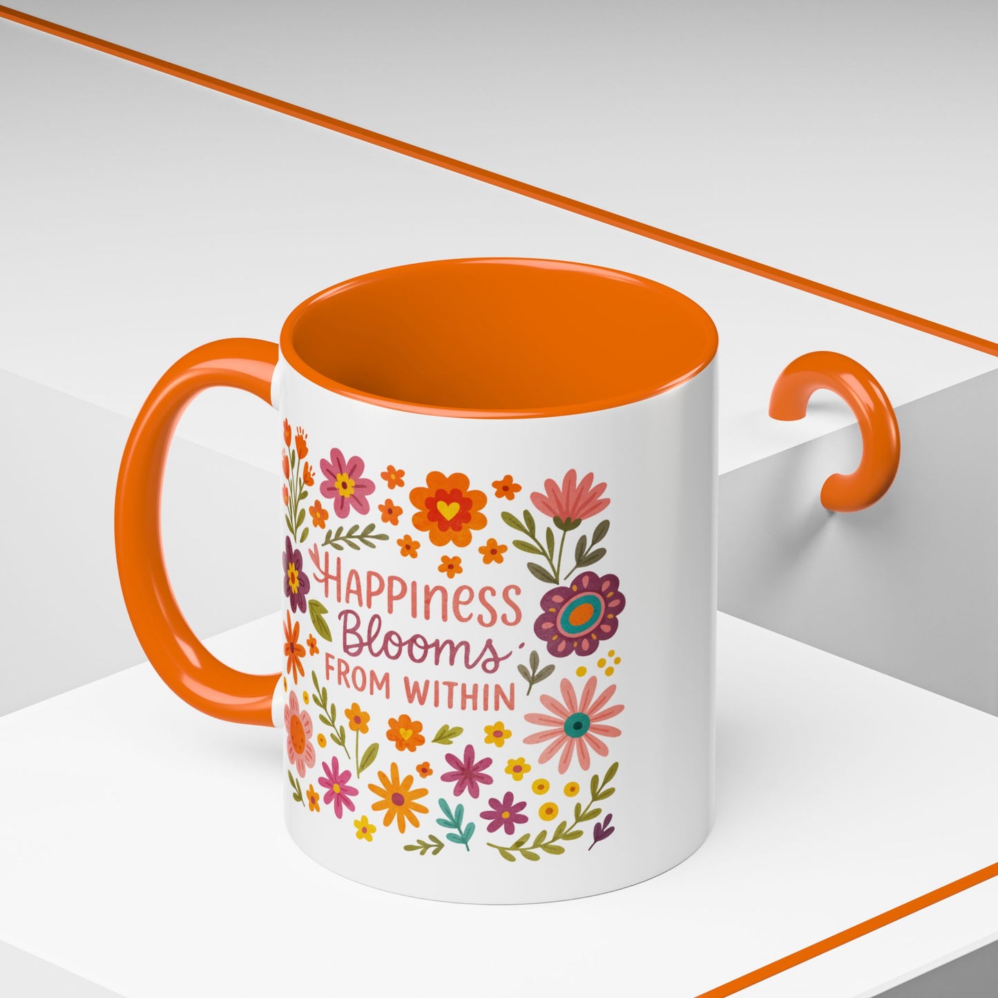 Motivation Mug - Happiness Blooms From Within