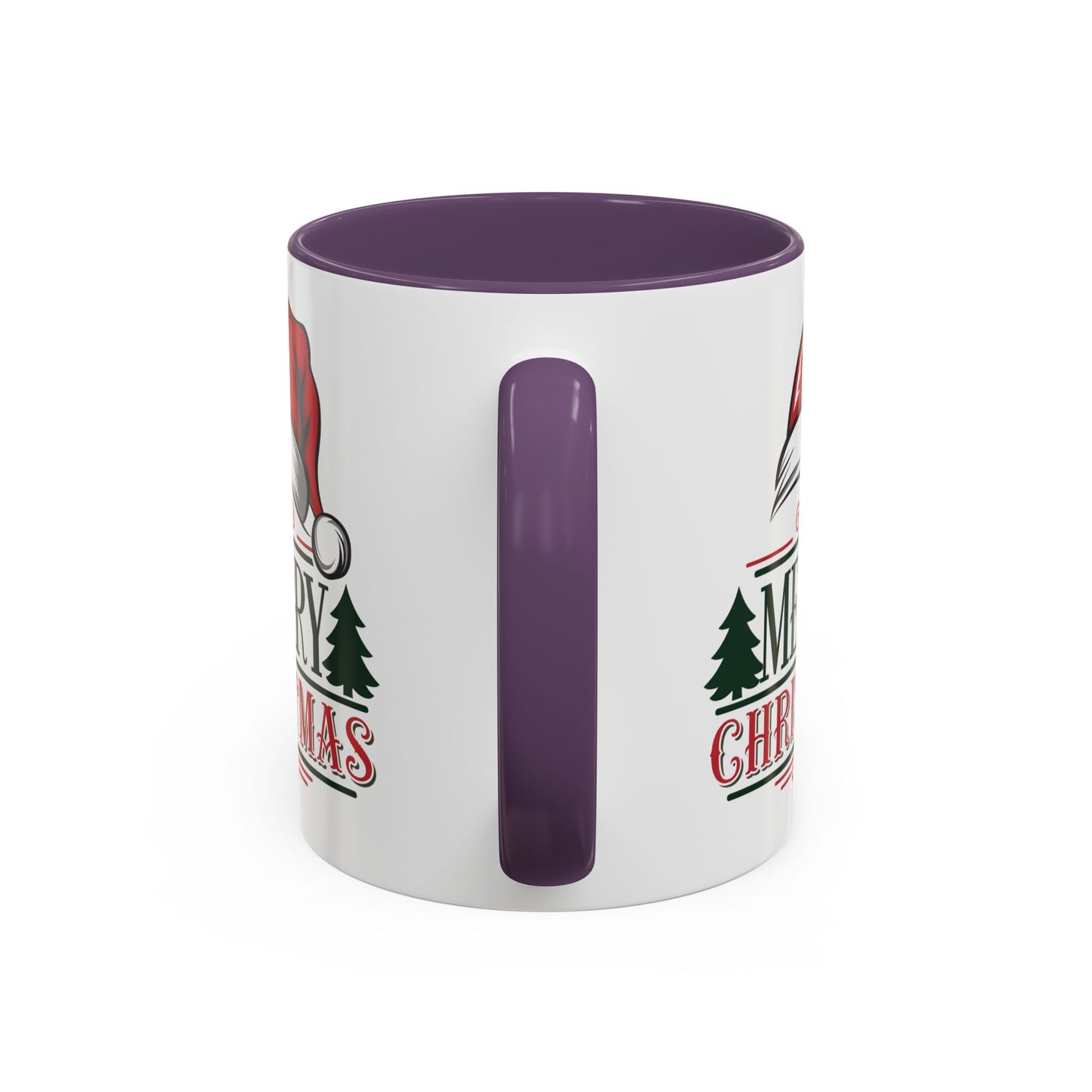 Christmas Mug - Merry Christmas Green & Red Text Red Hat