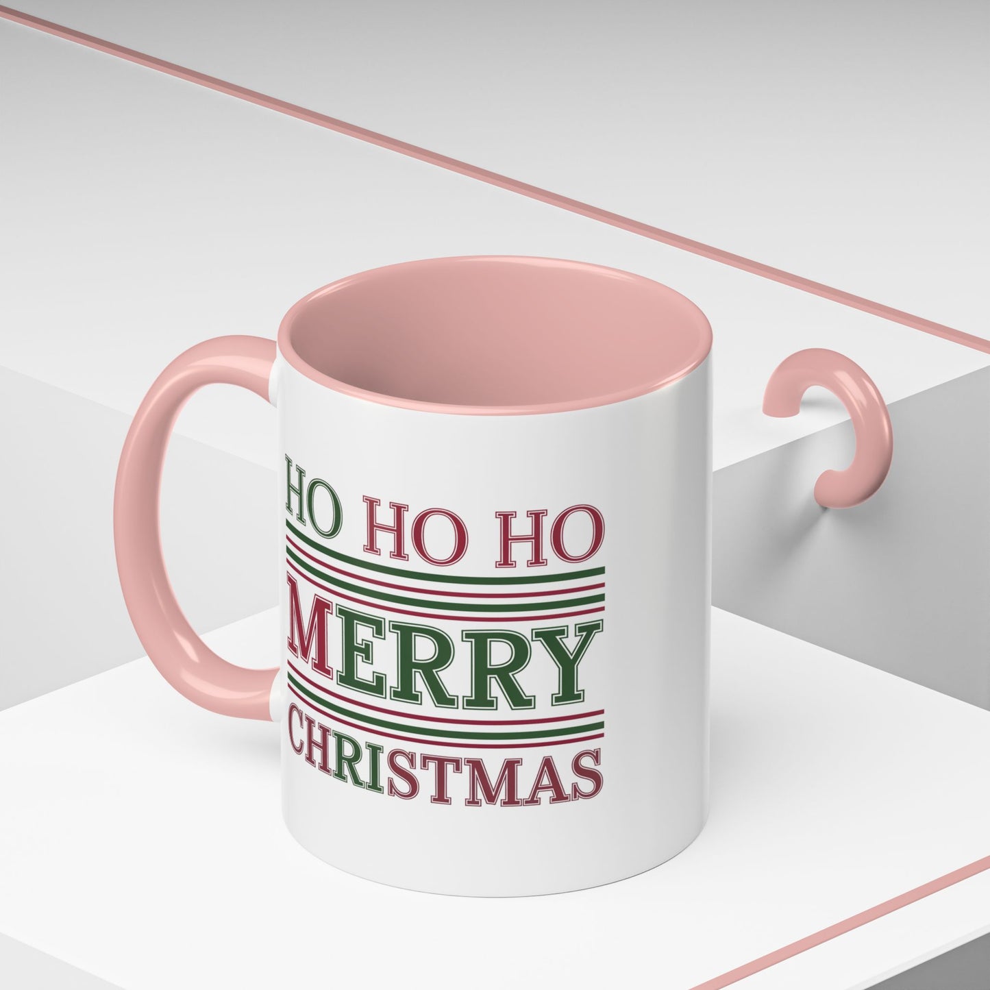 Christmas Mug - Ho Ho Ho Merry Christmas Red & Green Text 3