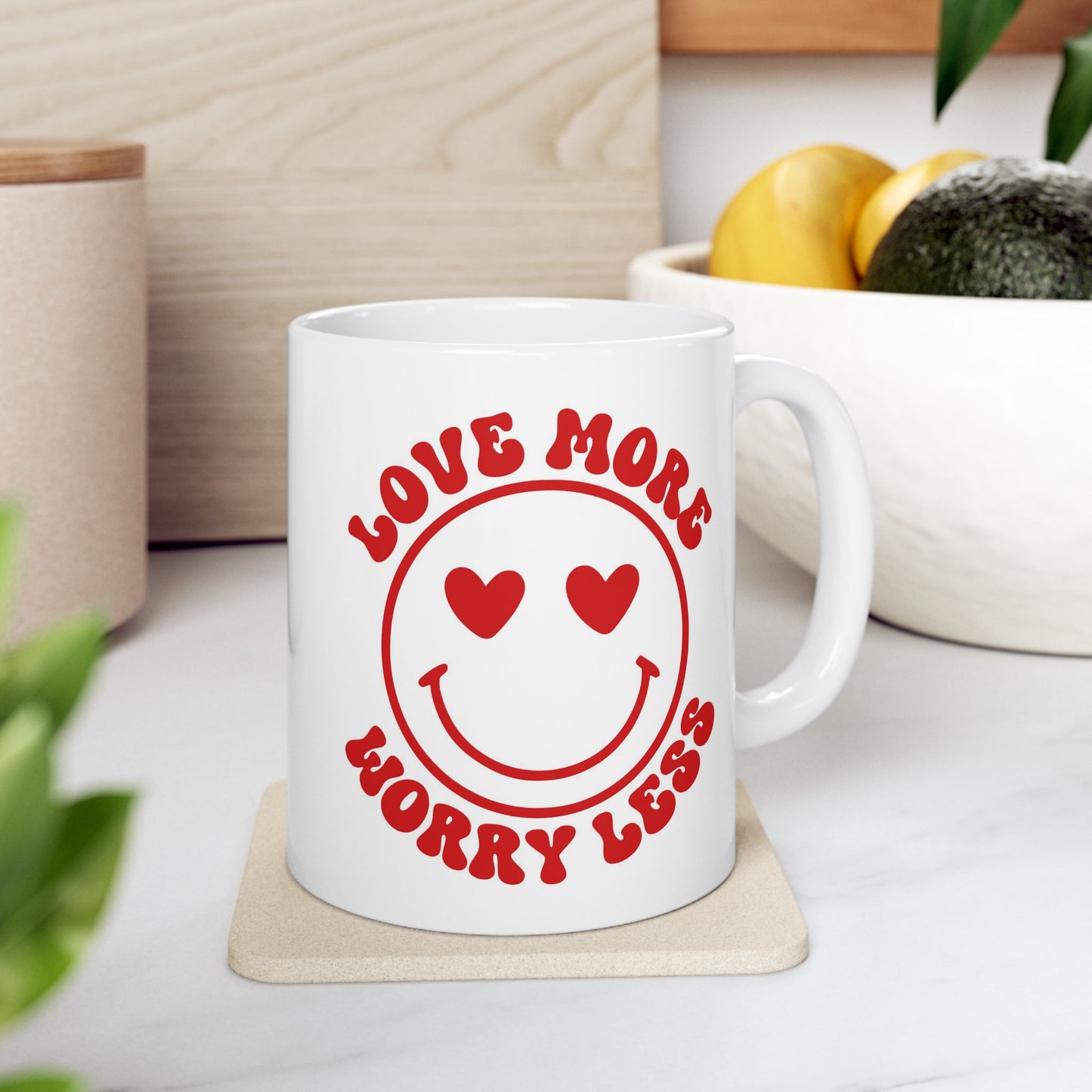 Wellness Mug - Love More Worry Less Smiley Face