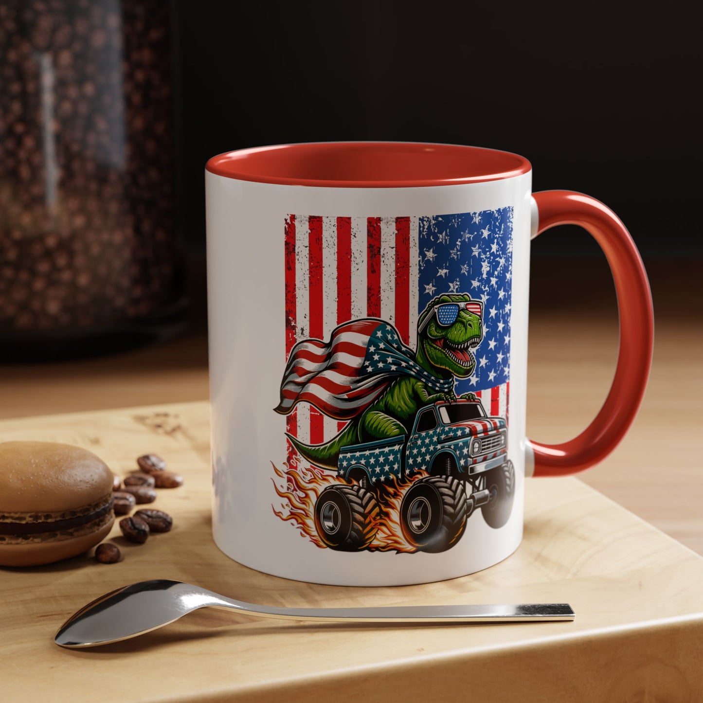 4th of July Mug - T Rex Riding Monster Truck