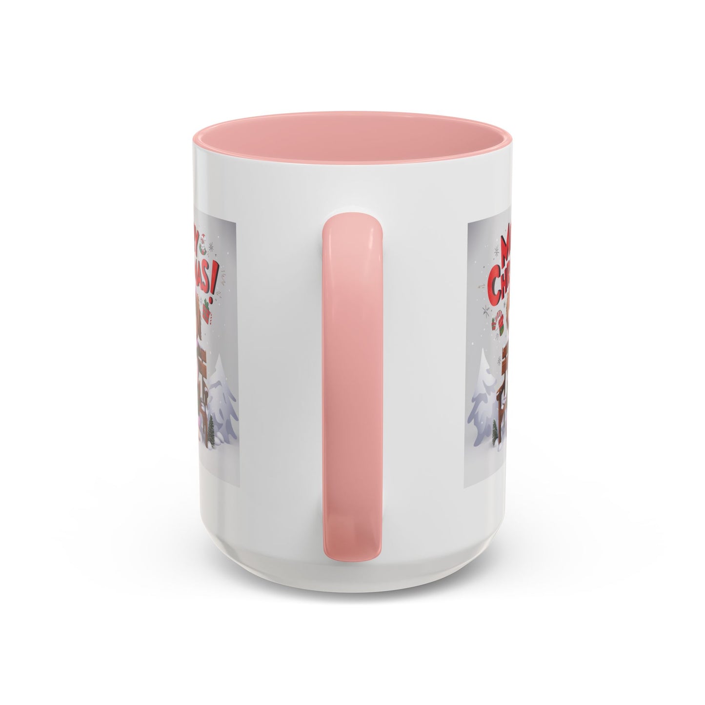 Christmas Mug - Merry Christmas Red Text Puppy Green & Red Top