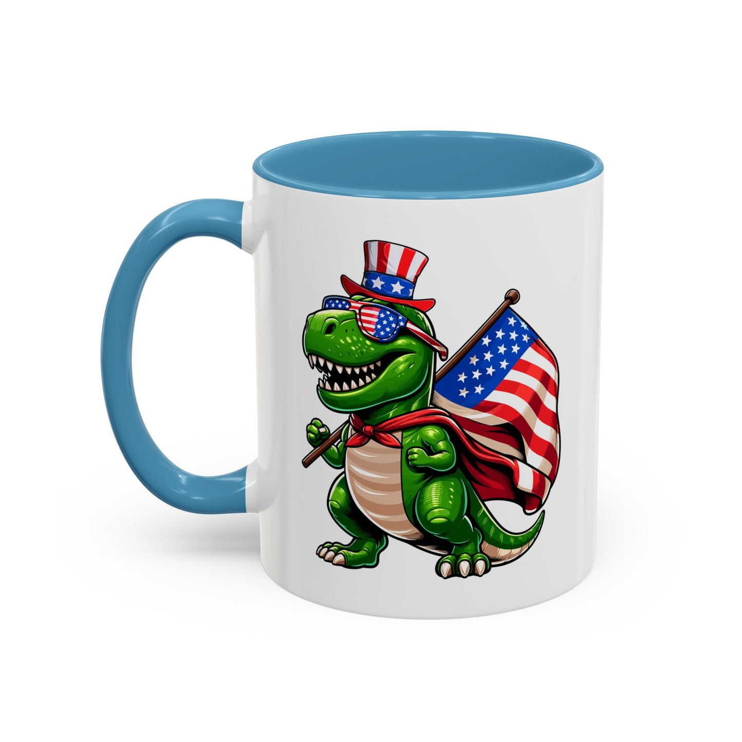 4th of July Mug - T Rex Dinosaur USA Flag