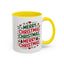 Christmas Mug - Merry Christmas Green & Red Text Trees Hearts Snowflakes Stars