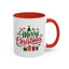 Christmas Mug - Merry Christmas Green & Red Text Tree Snowflakes Presents