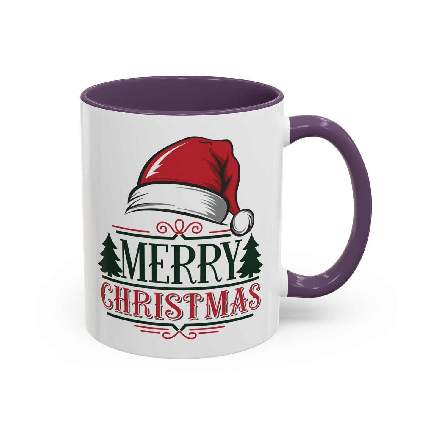 Christmas Mug - Merry Christmas Green & Red Text Red Hat