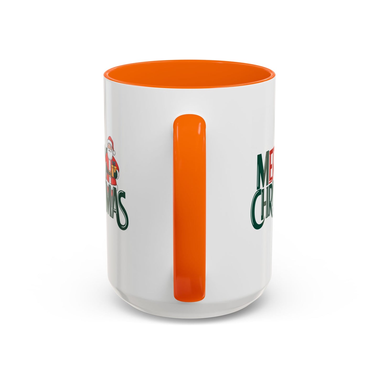 Christmas Mug - Merry Christmas Green & Red Text Santa Present